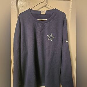 Brand New Nike Dallas Cowboys Men's Thermo Dark Blue Crewneck Sweater